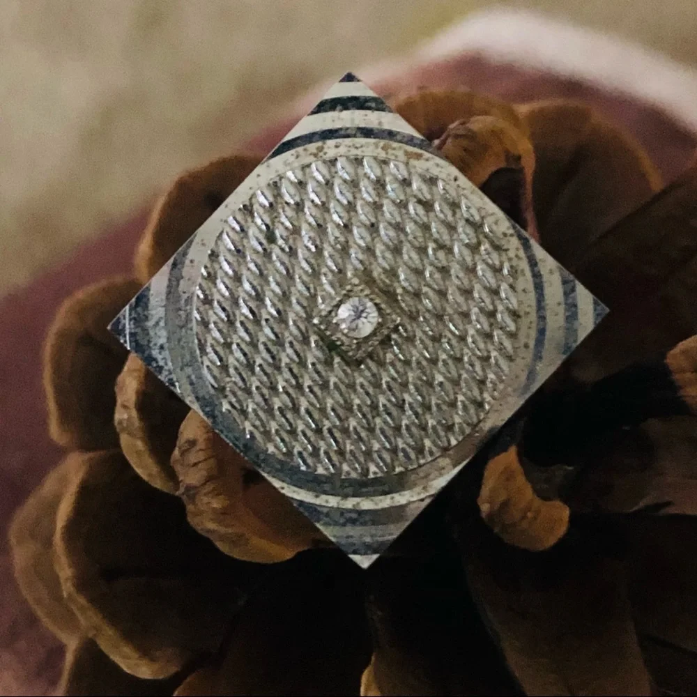 Vintage Swank silver plated diamond cut accent clear crystal cuff links